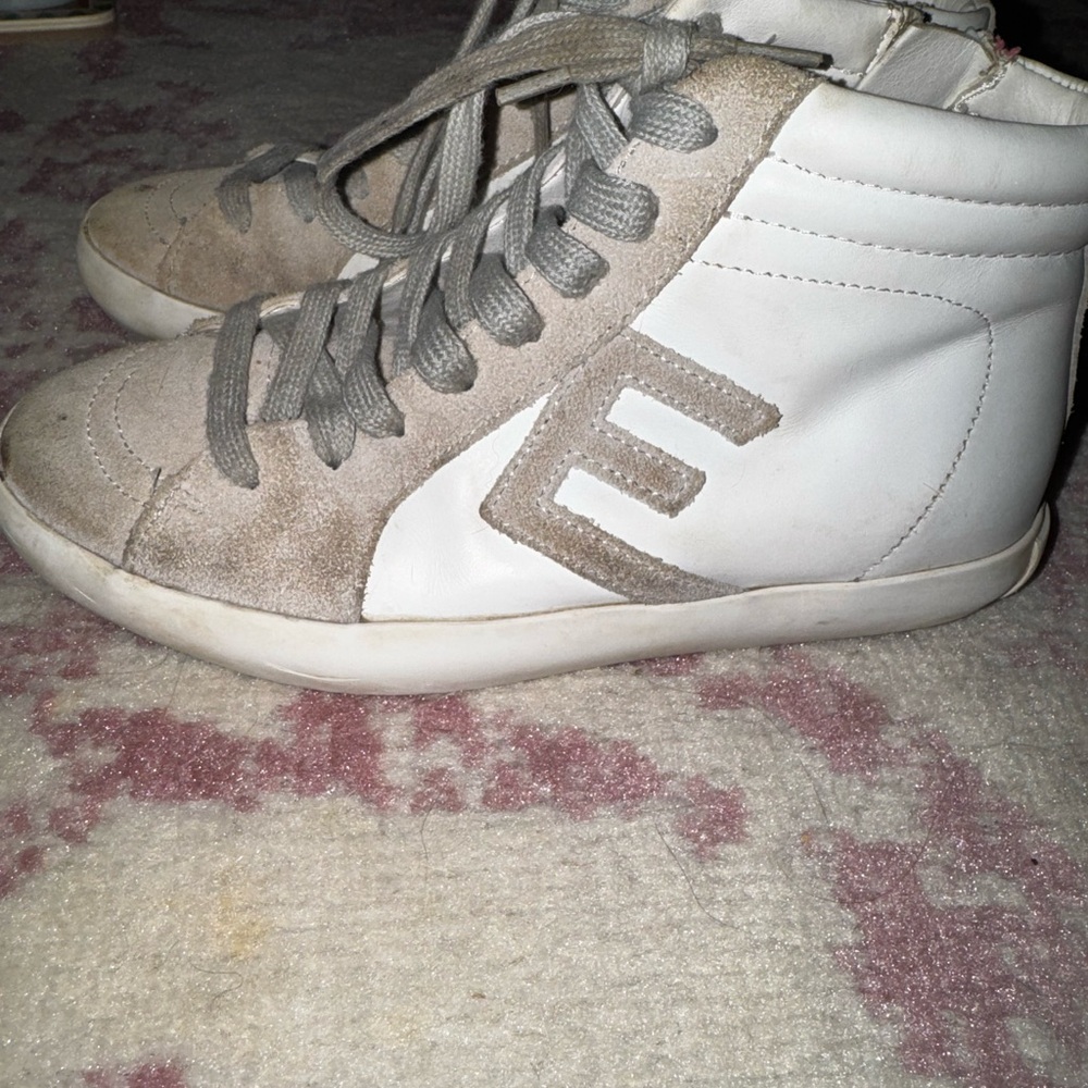Sam Edelman Girls White and Gray High-Top Sneakers Size 1